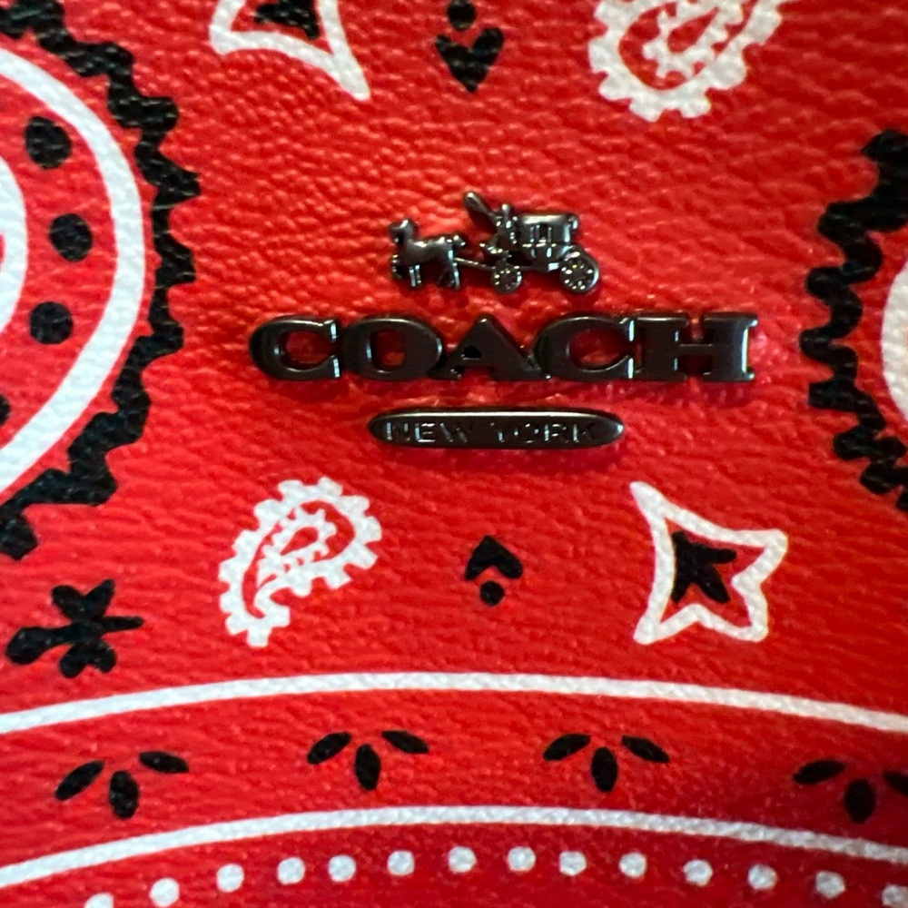 Coach X Mickey Red Bandana Reversible Tote - Picture 4 of 14